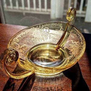 **Fostoria June Bowl ~ Floral Antique ~ Art Deco ~ Bows ~ Flower ~ Floral Spring
